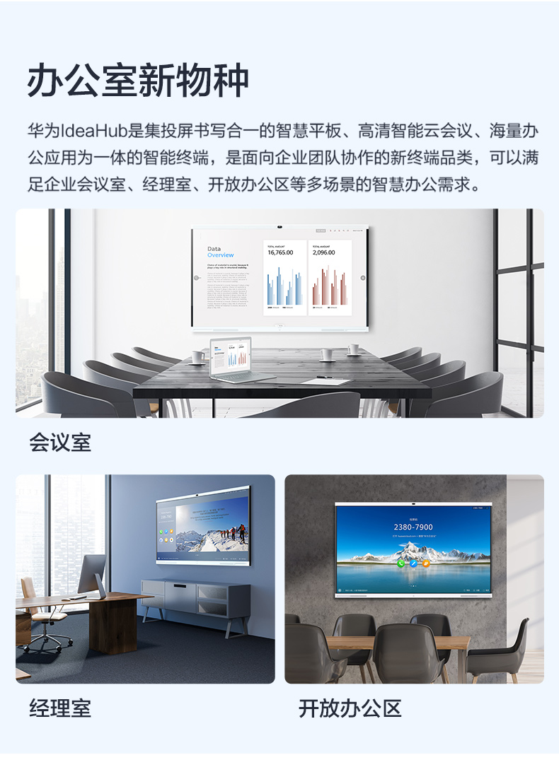 Huawei/华为智慧屏IdeaHub Pro 65/86英寸触控一体机白板4K镜头会议平板无线投屏智能(图3)